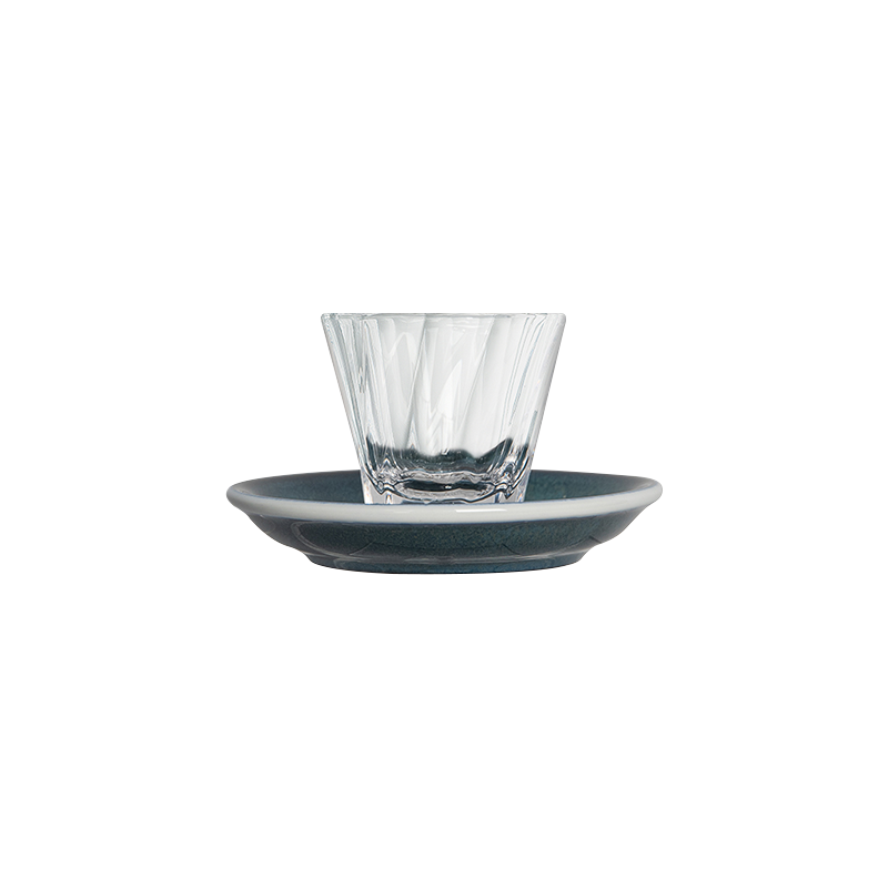 70ml Twisted Espresso Glass  and 11.5cm Espresso Saucer