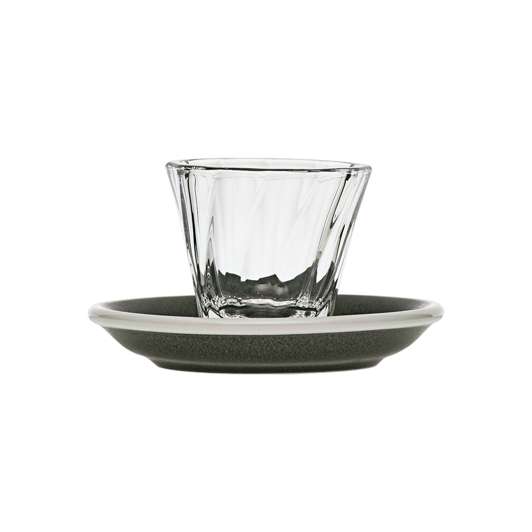 70ml Twisted Espresso Glass  and 11.5cm Espresso Saucer