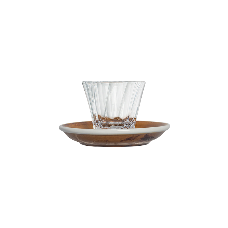 70ml Twisted Espresso Glass  and 11.5cm Espresso Saucer